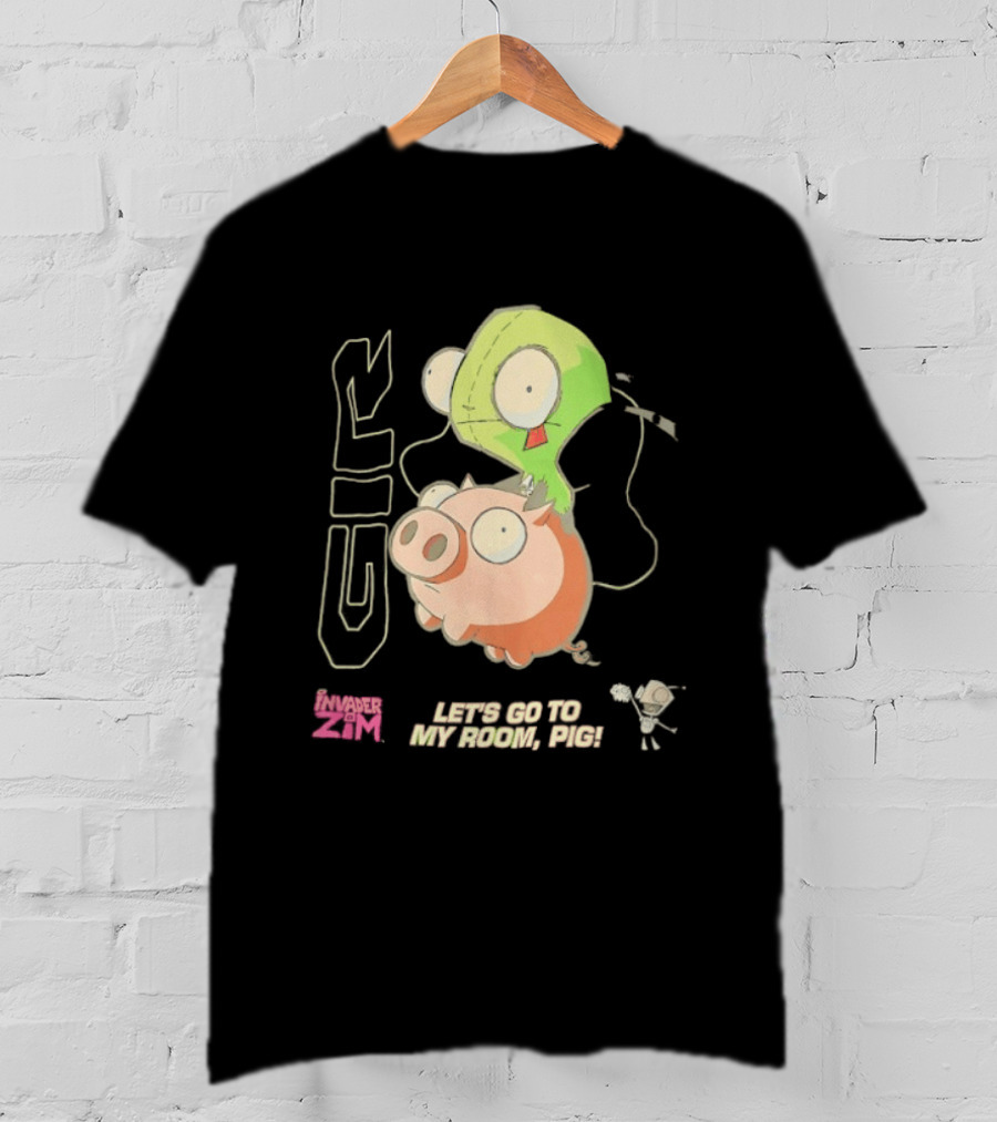 GIR Invader Zim Let's Go To My Room Pig Ride Adventure T-Shirt