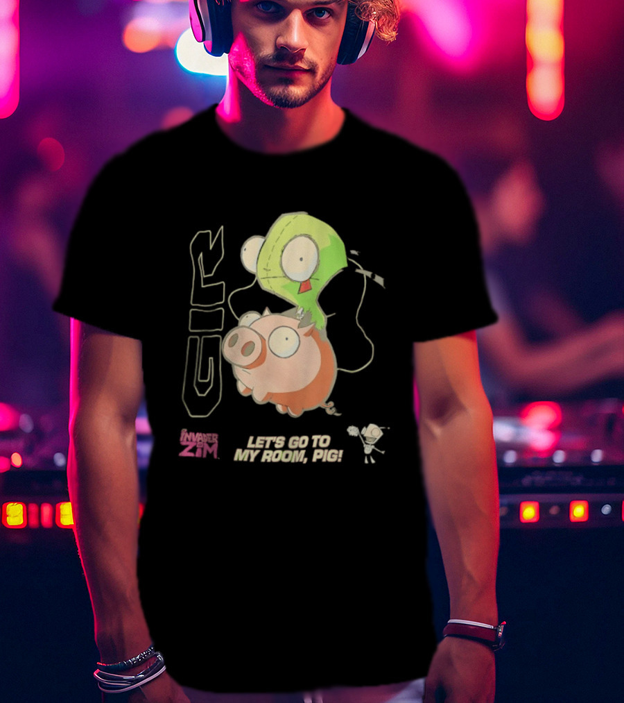 GIR Invader Zim Let's Go To My Room Pig Ride Adventure T-Shirt