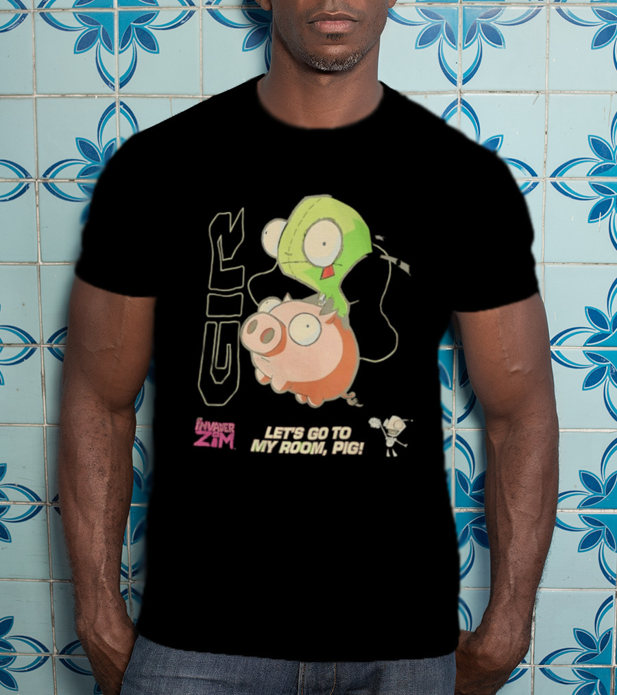 GIR Invader Zim Let's Go To My Room Pig Ride Adventure T-Shirt