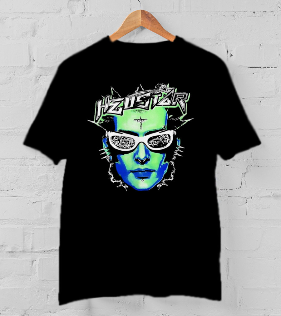 Heustar Face Futuristic Cyberpunk Digital Neon Aesthetic T-Shirt