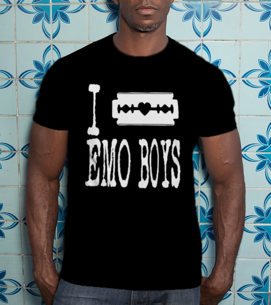 I Emo Boys Heart Razor Blade T-Shirt