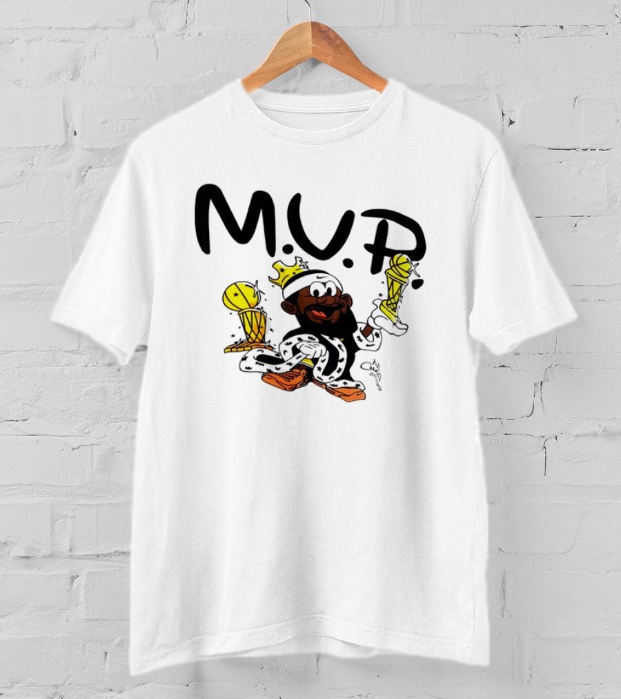 Lebron James MVP Cartoon With Trophy And Crown Lakers Basketball Bubble Boy T-Shirt