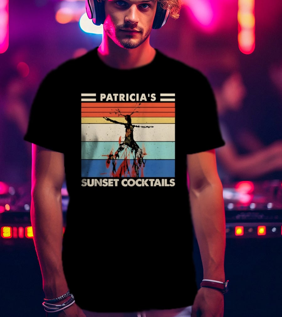 Patricia's Sunset Cocktails Vintage Beach Stripes T-Shirt