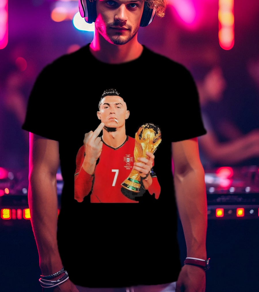 Cristiano Ronaldo Portugal 7 Middle Finger World Cup Trophy T-Shirt