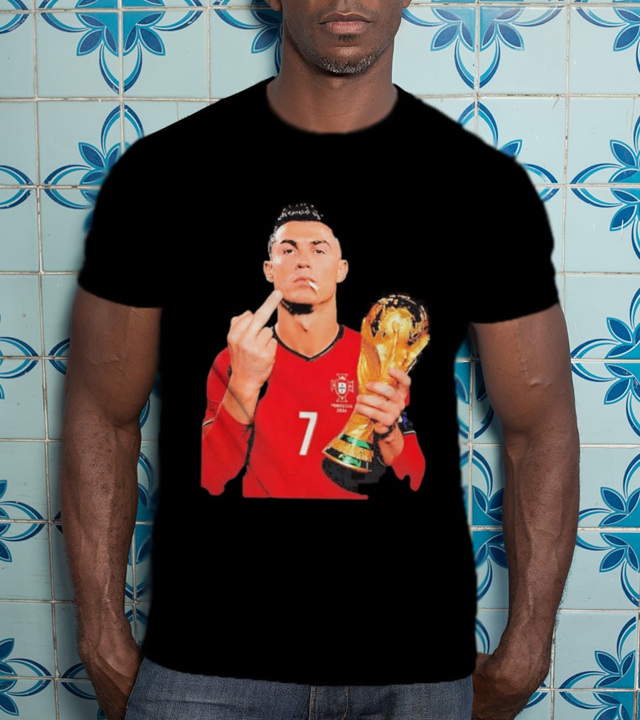 Cristiano Ronaldo Portugal 7 Middle Finger World Cup Trophy T-Shirt