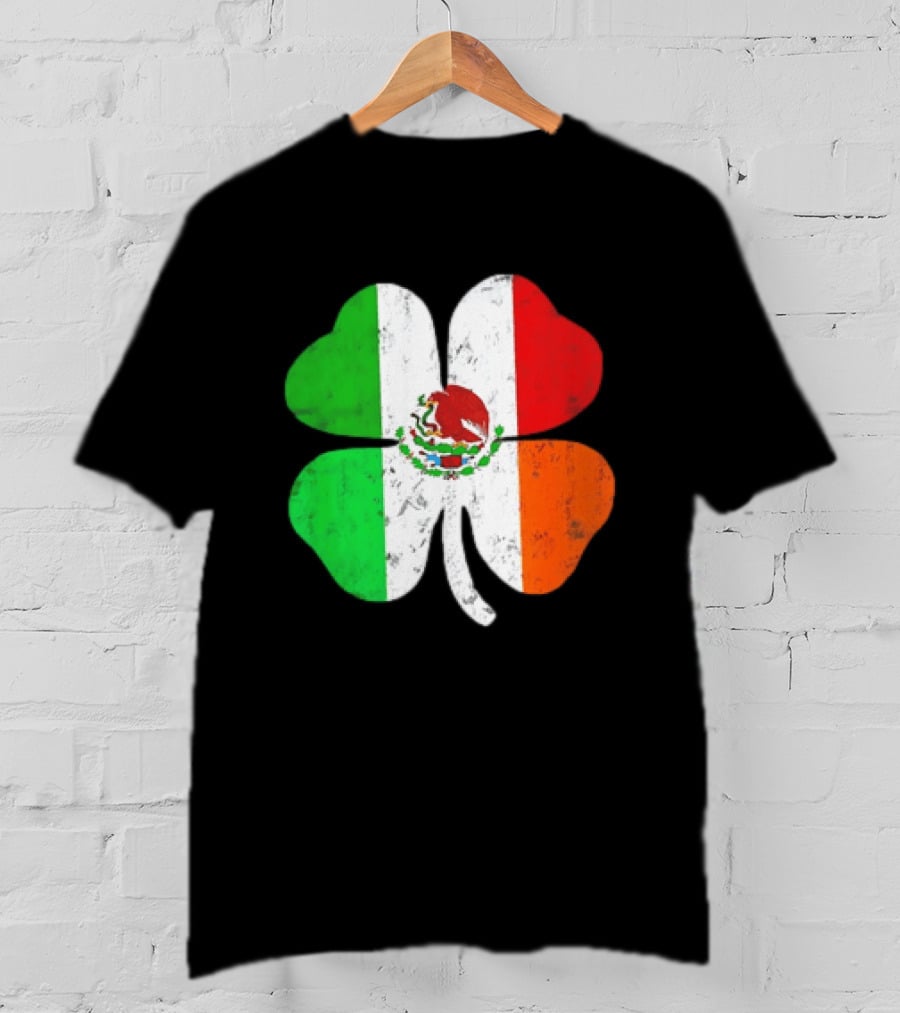 Mexican Irish Shamrock Flag St Patrick's Mexico Ireland Unity T-Shirt