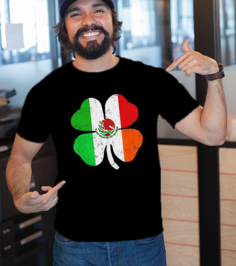 Mexican Irish Shamrock Flag St Patrick's Mexico Ireland Unity T-Shirt