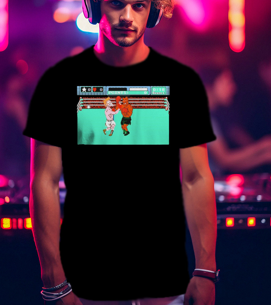 Punch Out NES Classic Mike Tyson Boxing Scene Retro 8 Bit Video Game T-Shirt
