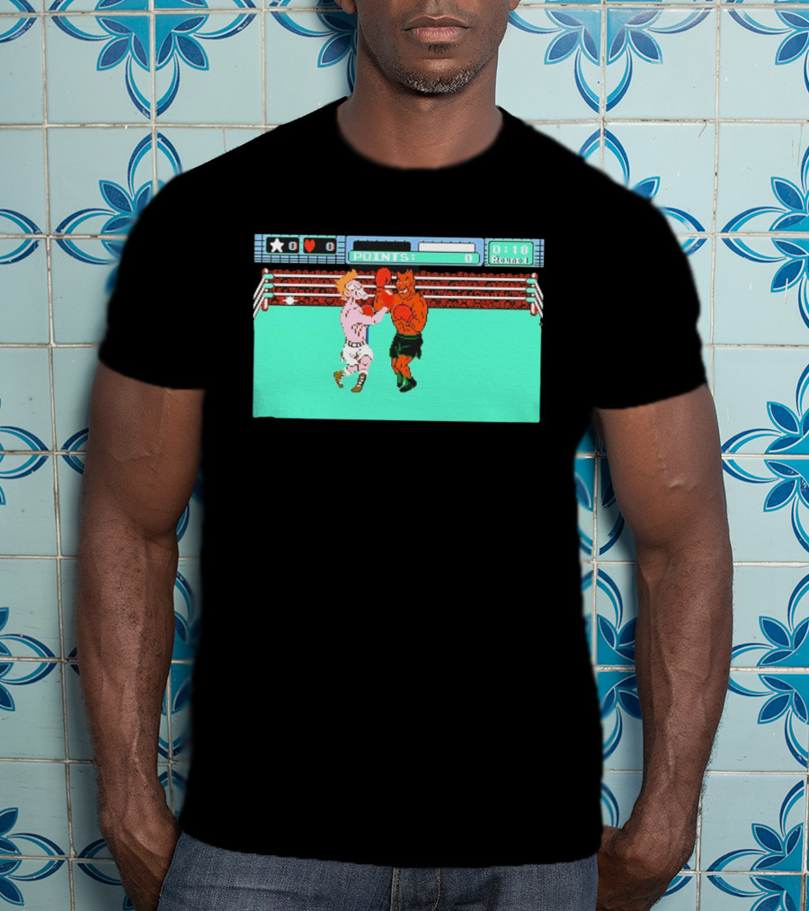 Punch Out NES Classic Mike Tyson Boxing Scene Retro 8 Bit Video Game T-Shirt