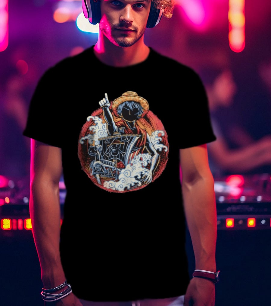Monkey D Luffy Going Merry One Piece Anime Characters Pirate Ship Adventure T-Shirt
