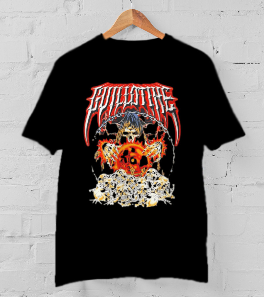 Guillotine Grim Reaper Crystal Ball Skulls Fiery Chains T-Shirt