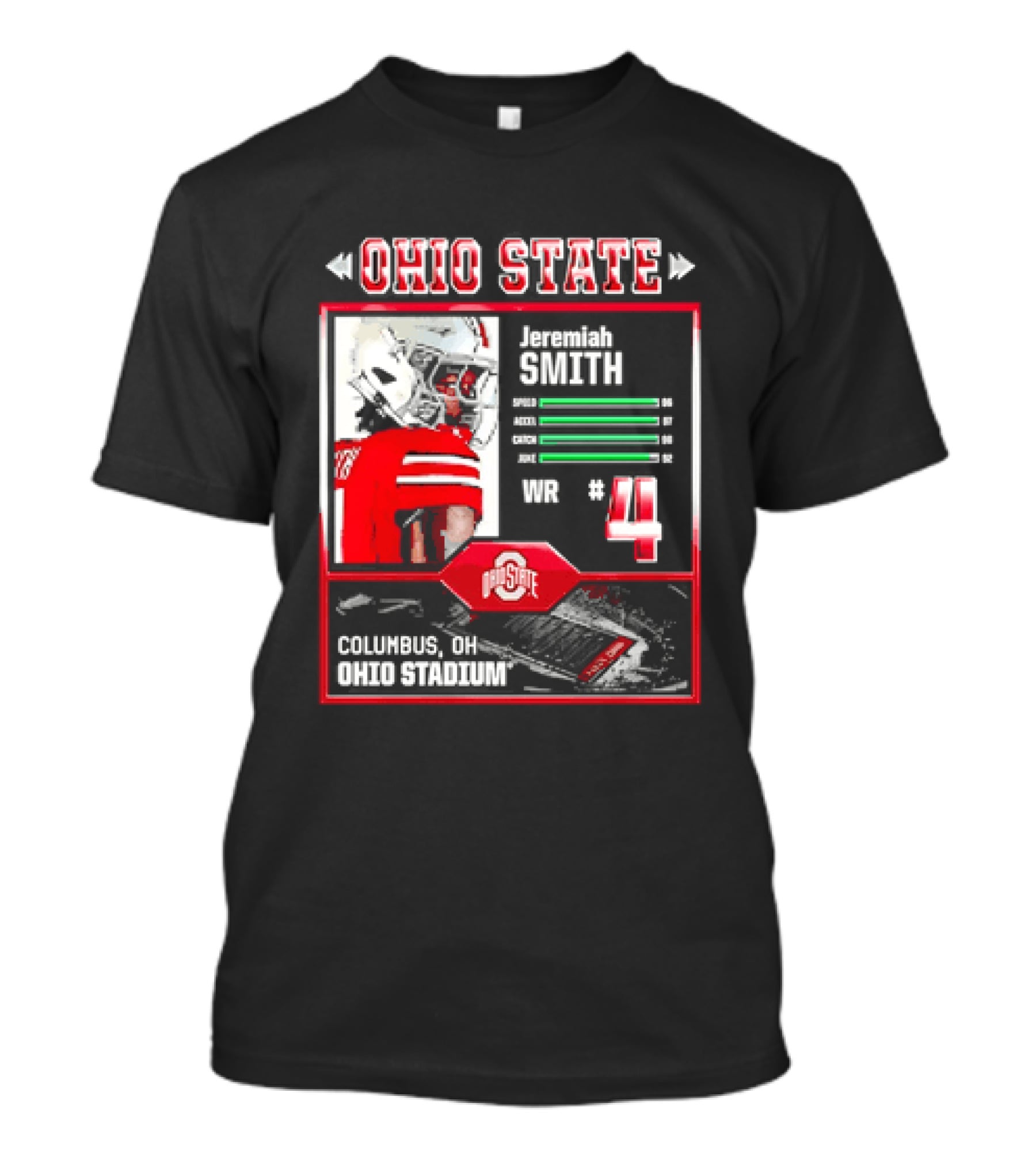 Ohio State Buckeyes Jeremiah Smith Columbus Football Ohio Stadium Number 4 T-Shirt