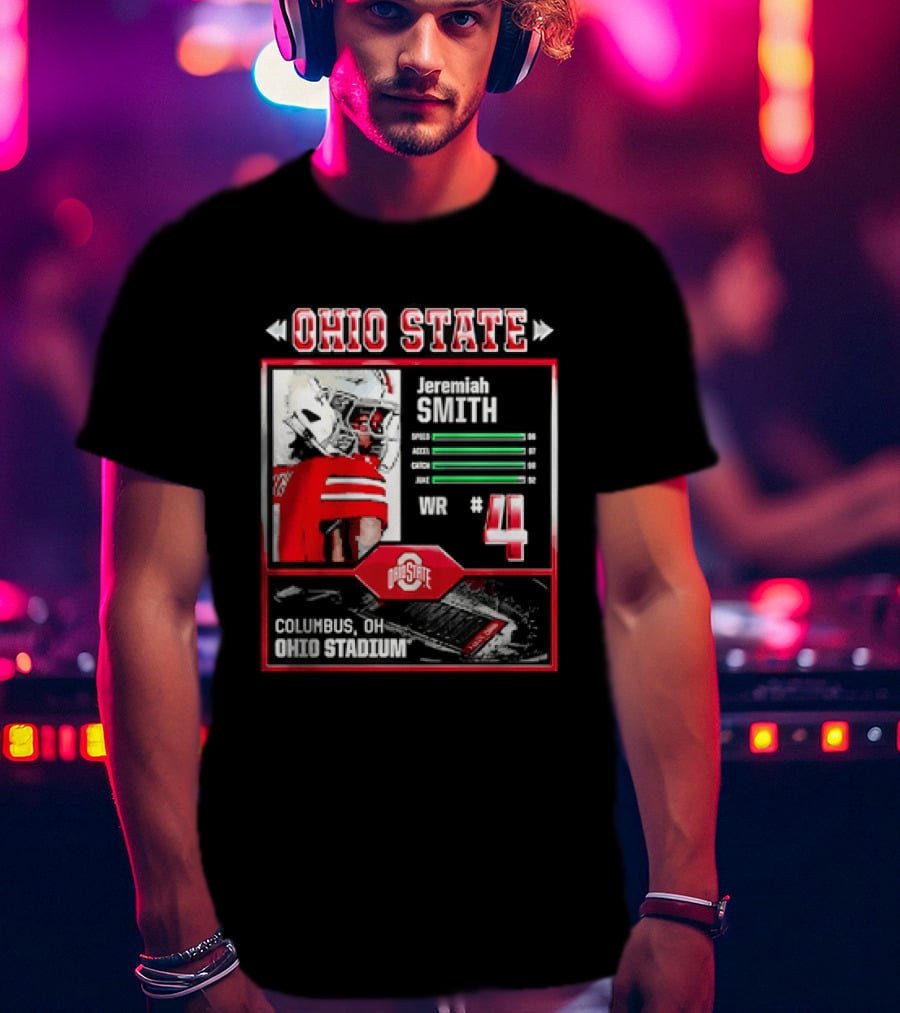 Ohio State Buckeyes Jeremiah Smith Columbus Football Ohio Stadium Number 4 T-Shirt
