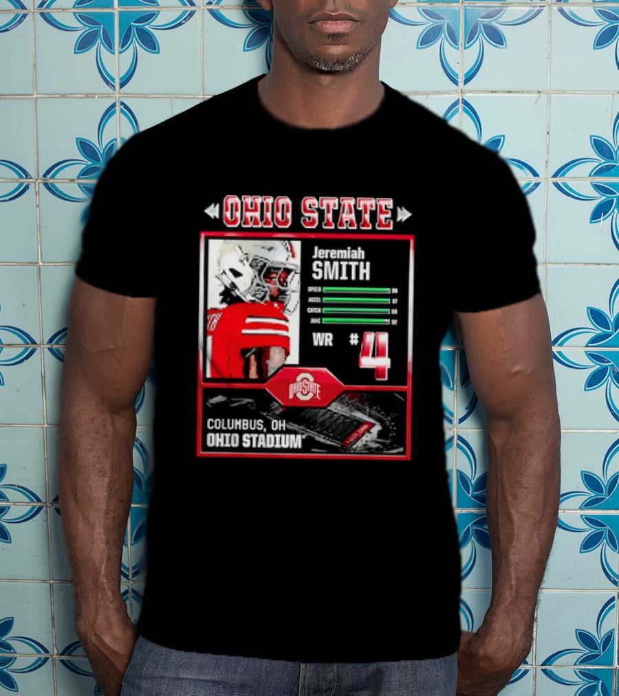 Ohio State Buckeyes Jeremiah Smith Columbus Football Ohio Stadium Number 4 T-Shirt
