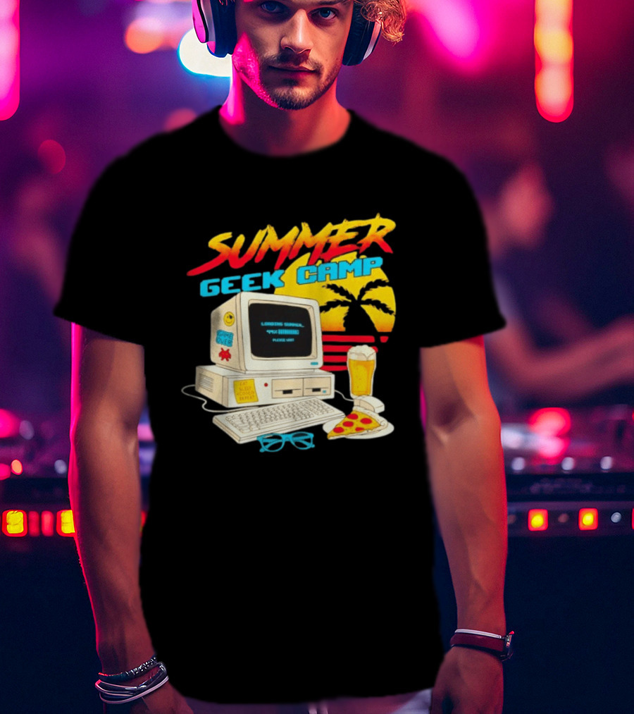Summer Geek Camp Eat Sleep Code Repeat Loading Computer Pizza Beer T-Shirt
