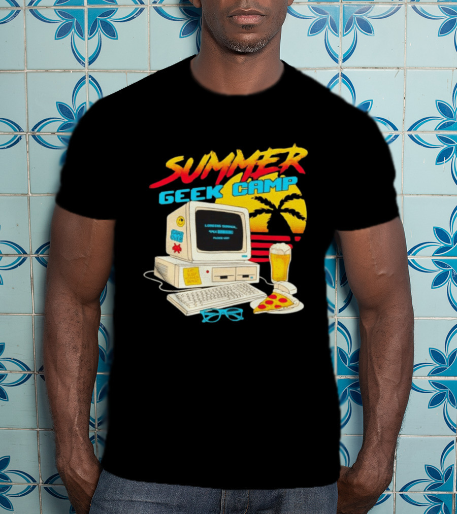 Summer Geek Camp Eat Sleep Code Repeat Loading Computer Pizza Beer T-Shirt