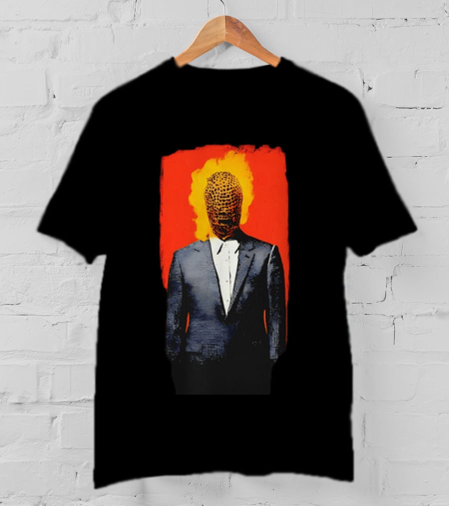 Ignition Man In Tuxedo With Fiery Head On Bold Red T-Shirt