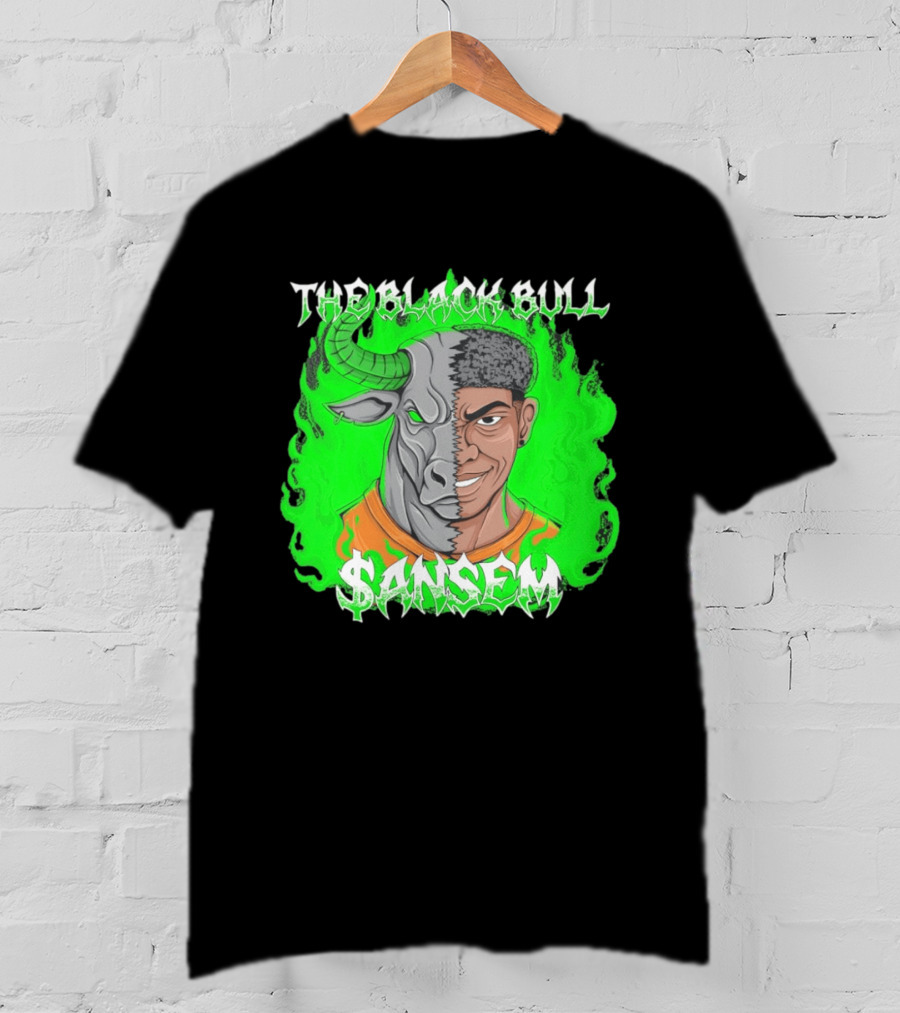 The Black Bull Sansem Half Man Half Bull Green Fire Fusion T-Shirt