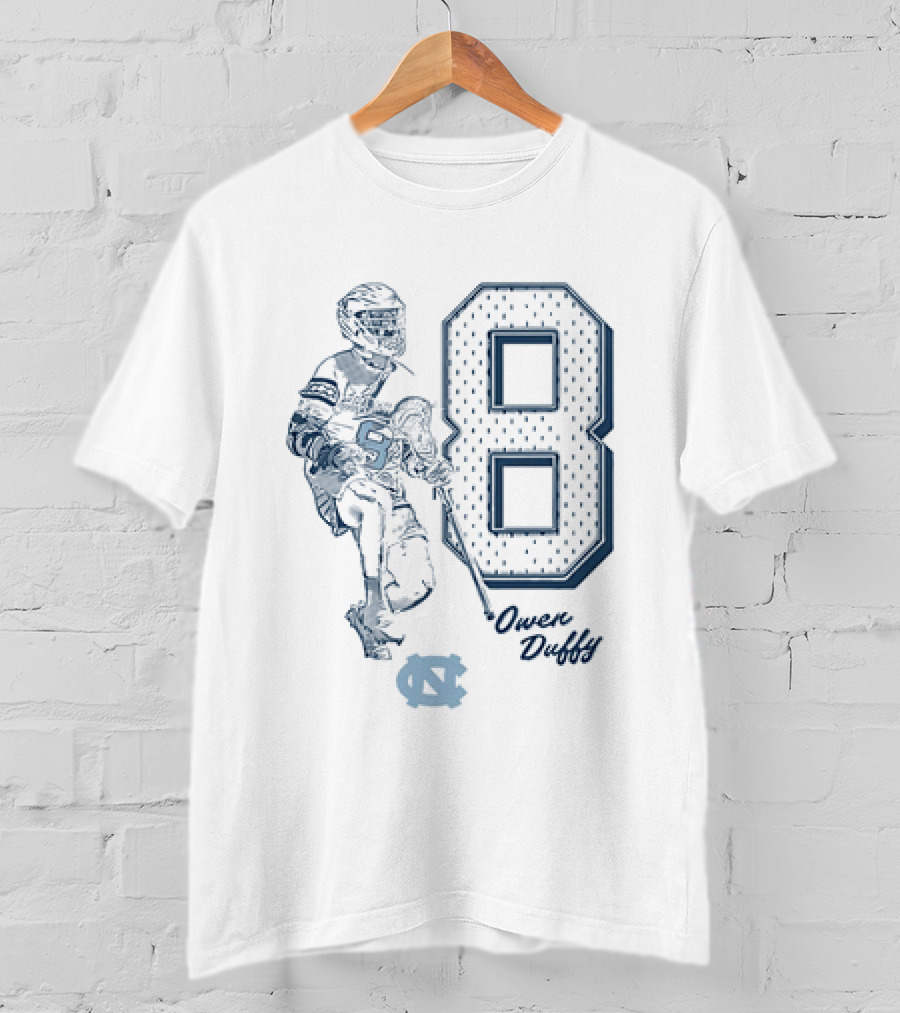 North Carolina Tar Heels Owen Duffy Number 8 Lacrosse T-Shirt