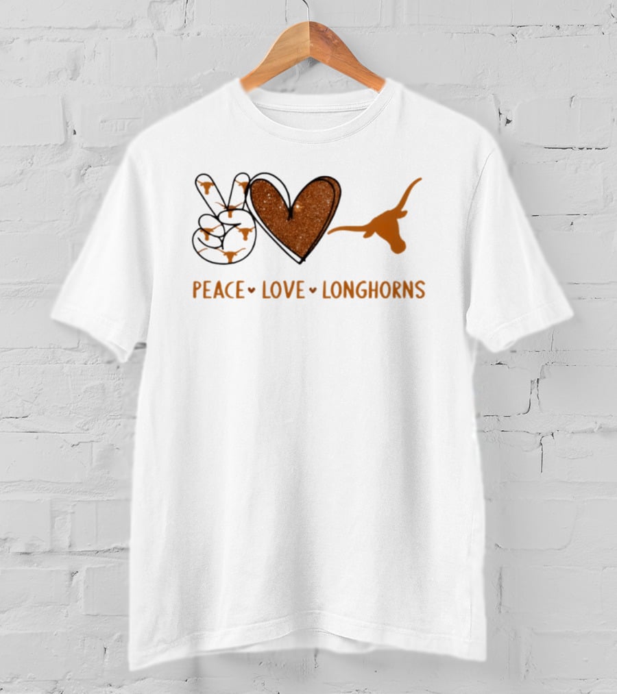 Peace Love Longhorns Texas Football Fan Gear T-Shirt