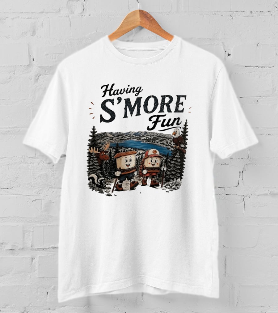 Having S'More Fun Camping Hiking At Bear Lake With Wildlife And Nature Scene T-Shirt