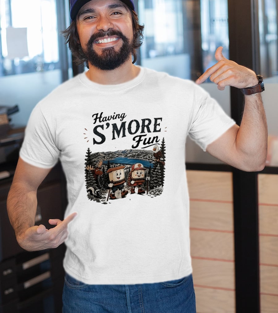 Having S'More Fun Camping Hiking At Bear Lake With Wildlife And Nature Scene T-Shirt