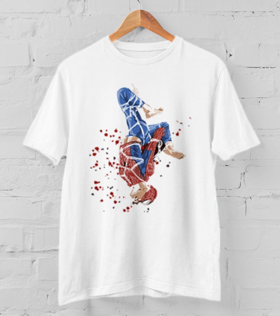 Spider Man Shibari Upside Down Rope Art With Red Flowers T-Shirt