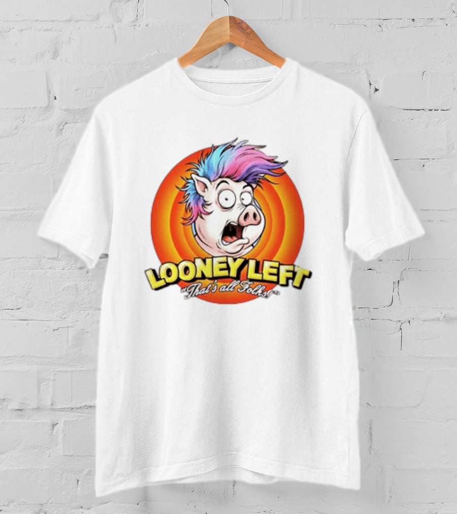 Looney Left That's All Folks Pig Psychedelic Hair Burst T-Shirt