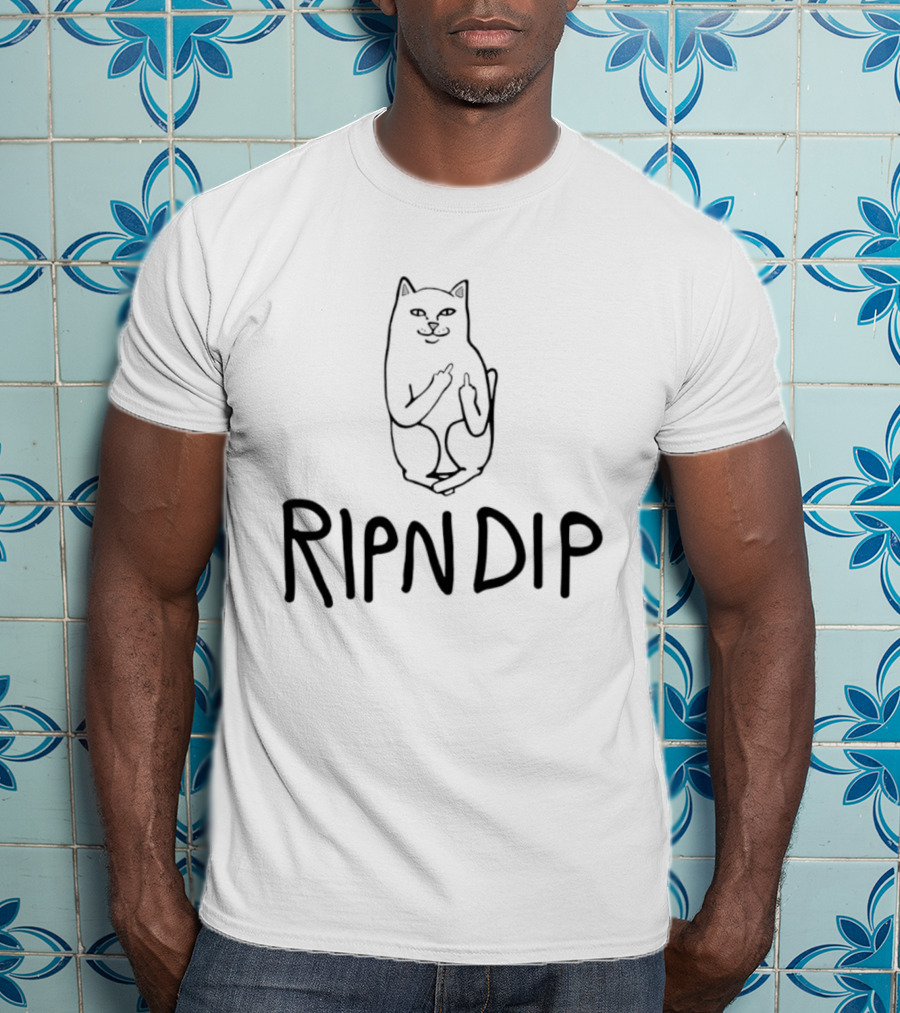 Lord Nermal Ripndip Cat Middle Fingers Flipping Fun T-Shirt
