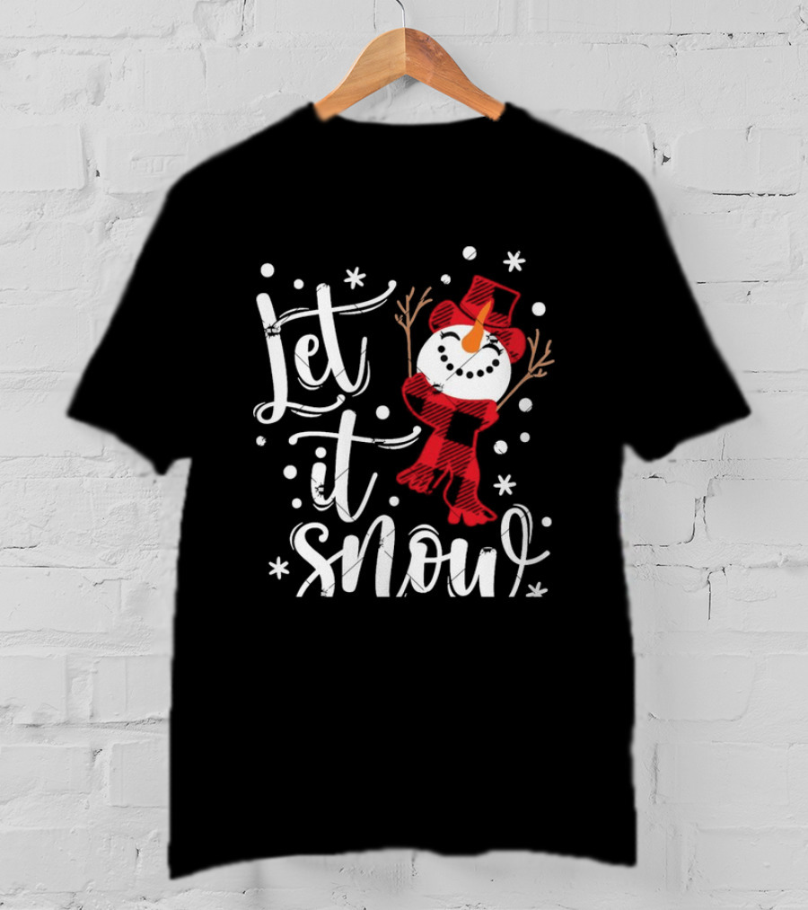 Let It Snow Red Snowman Christmas Magic T-Shirt