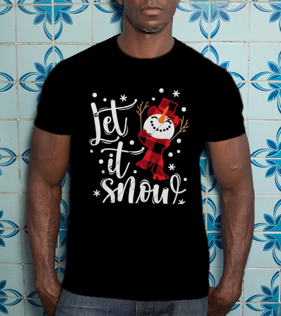 Let It Snow Red Snowman Christmas Magic T-Shirt