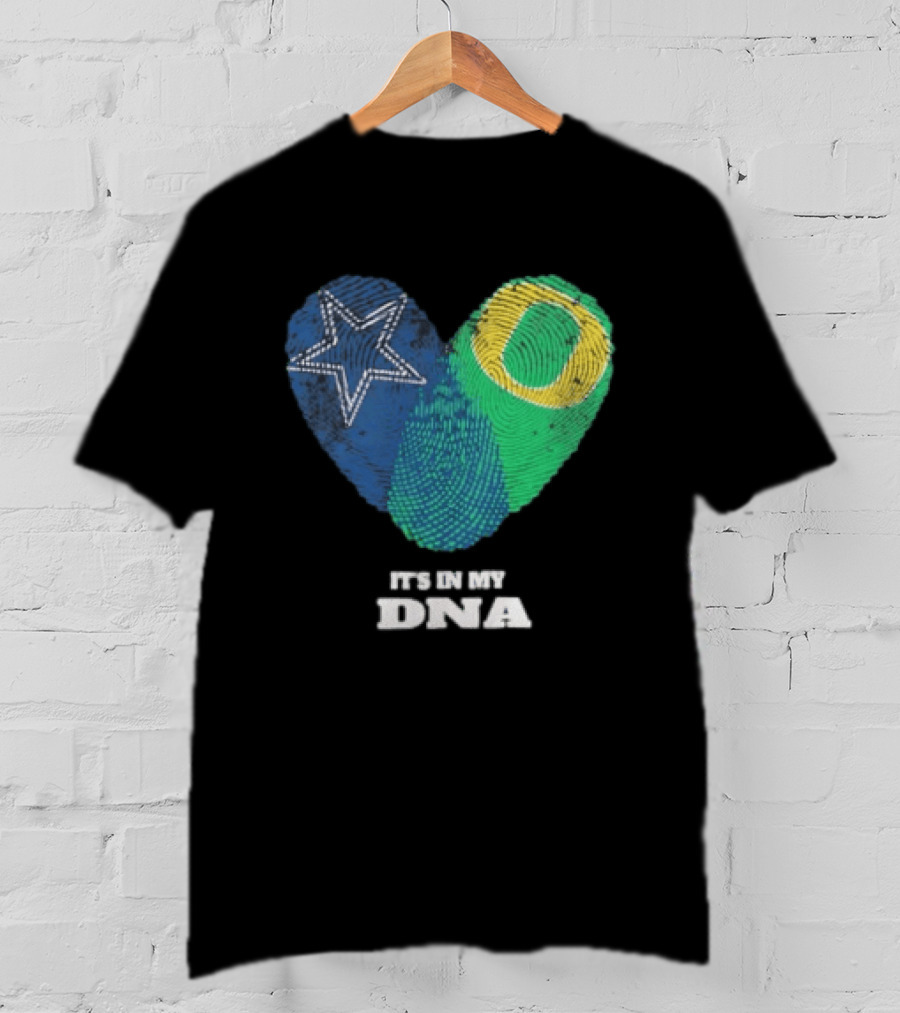 It's In My DNA Dallas Cowboys Oregon Ducks Heart Fingerprint T-Shirt