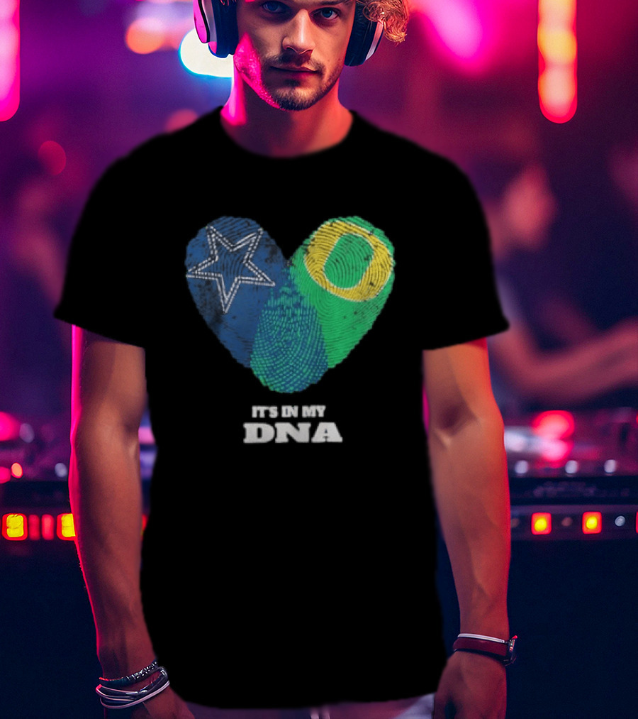 It's In My DNA Dallas Cowboys Oregon Ducks Heart Fingerprint T-Shirt