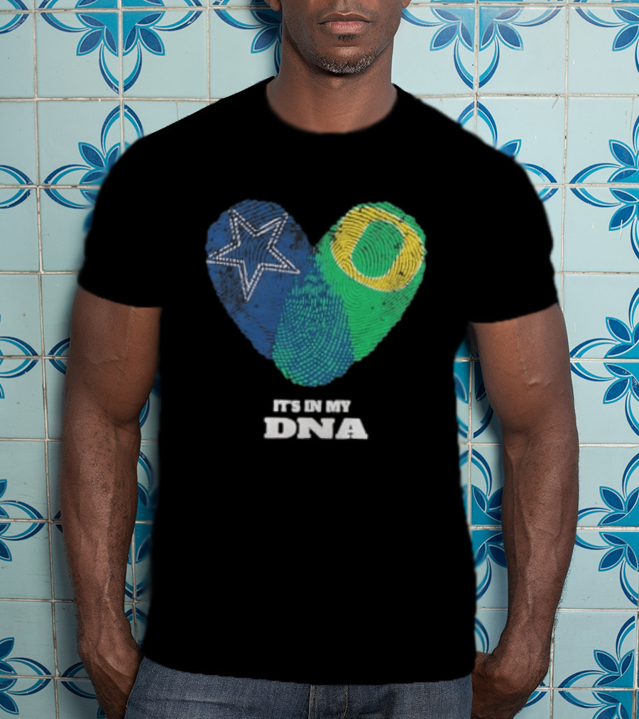 It's In My DNA Dallas Cowboys Oregon Ducks Heart Fingerprint T-Shirt