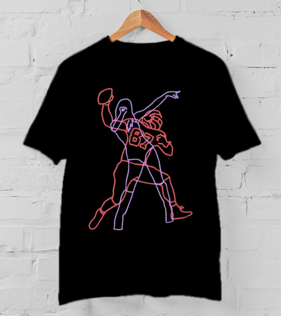 Kansas City Chiefs Cheerleader Football Player 87 Neon T-Shirt