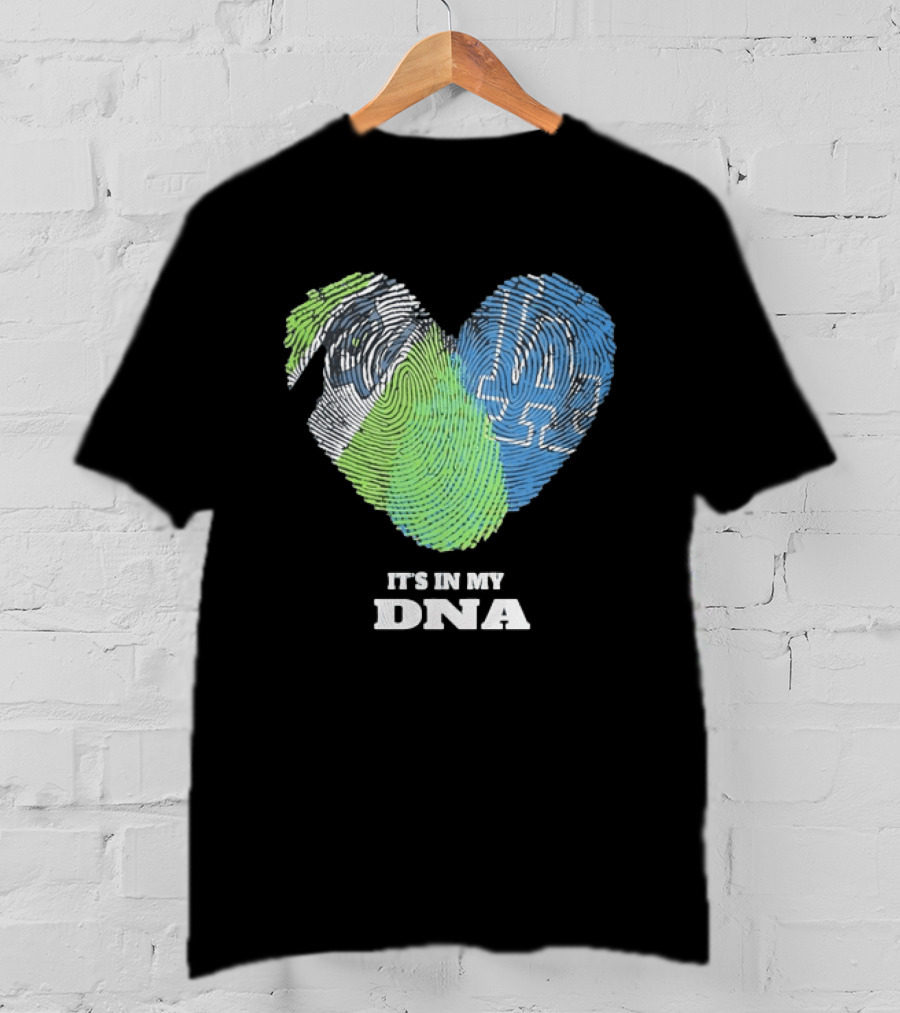 It's In My DNA Seattle Seahawks Los Angeles Dodgers Fingerprint T-Shirt