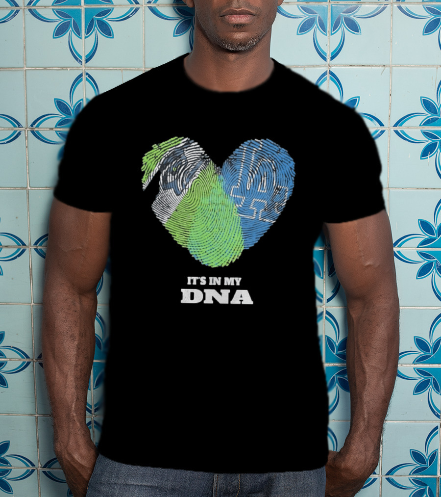 It's In My DNA Seattle Seahawks Los Angeles Dodgers Fingerprint T-Shirt