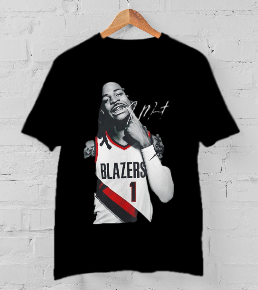 J MT Player Grills Number 1 Blazers T-Shirt