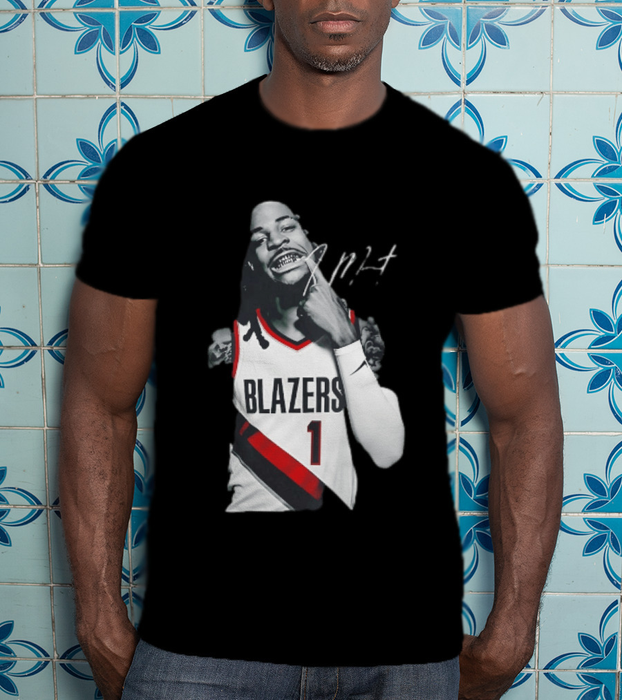 J MT Player Grills Number 1 Blazers T-Shirt