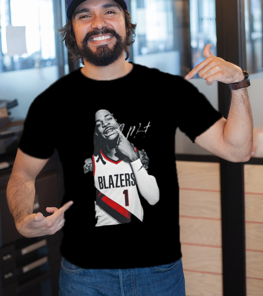 J MT Player Grills Number 1 Blazers T-Shirt