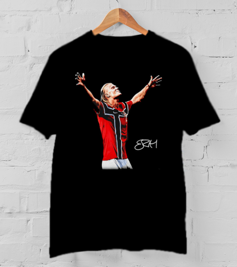 Erling Haaland Norway National Team SRH Autograph Celebration T-Shirt