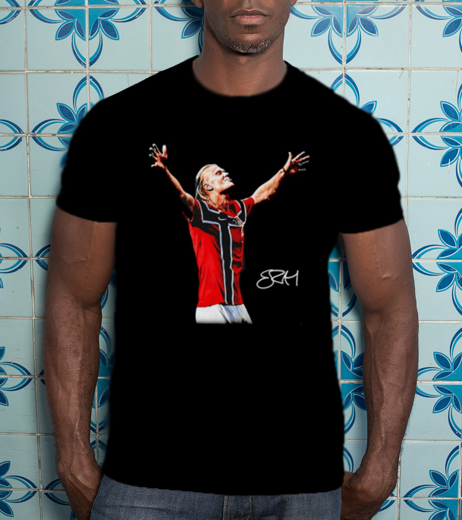 Erling Haaland Norway National Team SRH Autograph Celebration T-Shirt