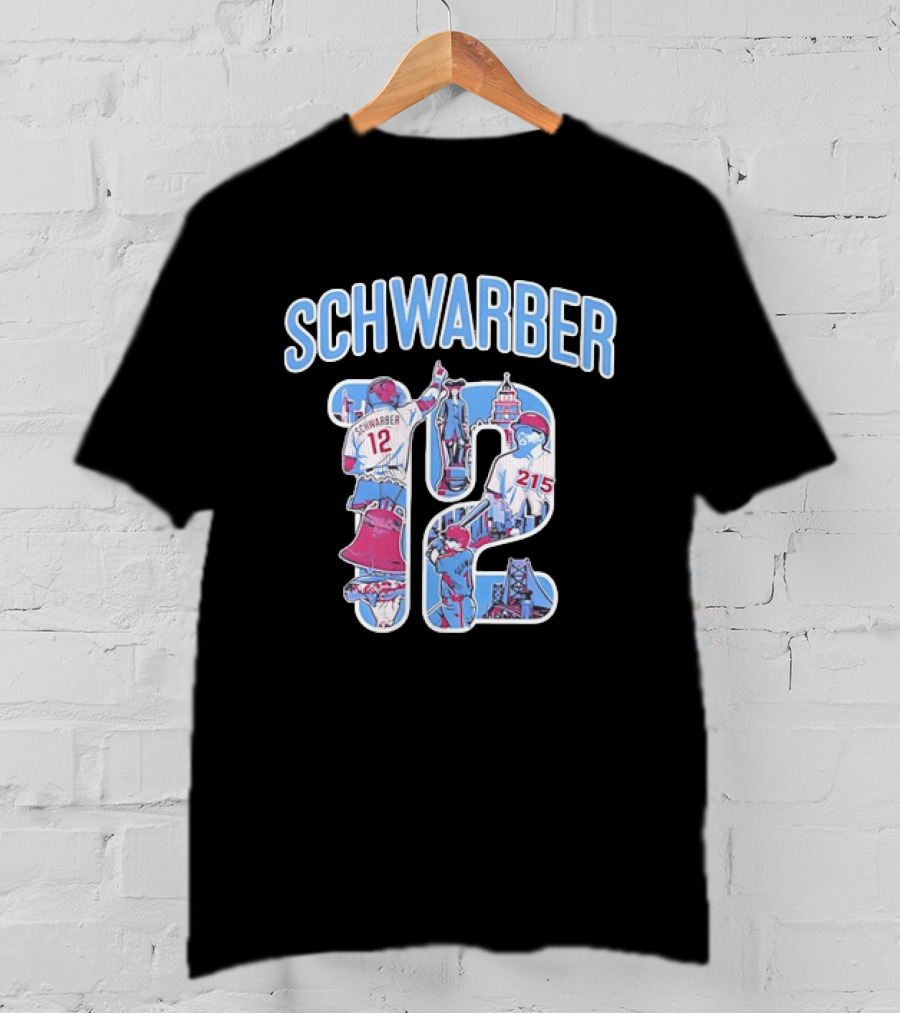 Kyle Schwarber Philadelphia Phillies 12 Liberty Bell City Skyline 215 T-Shirt