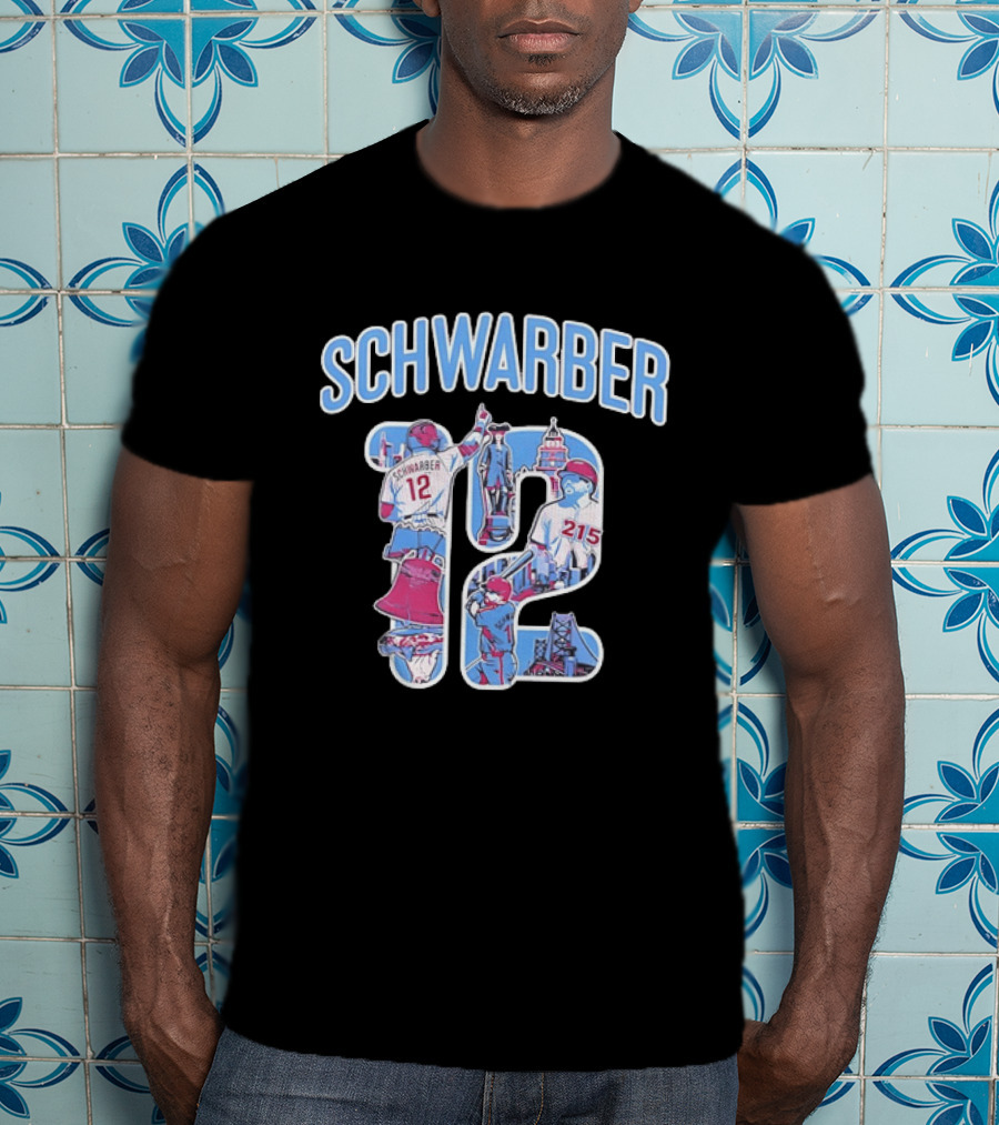 Kyle Schwarber Philadelphia Phillies 12 Liberty Bell City Skyline 215 T-Shirt
