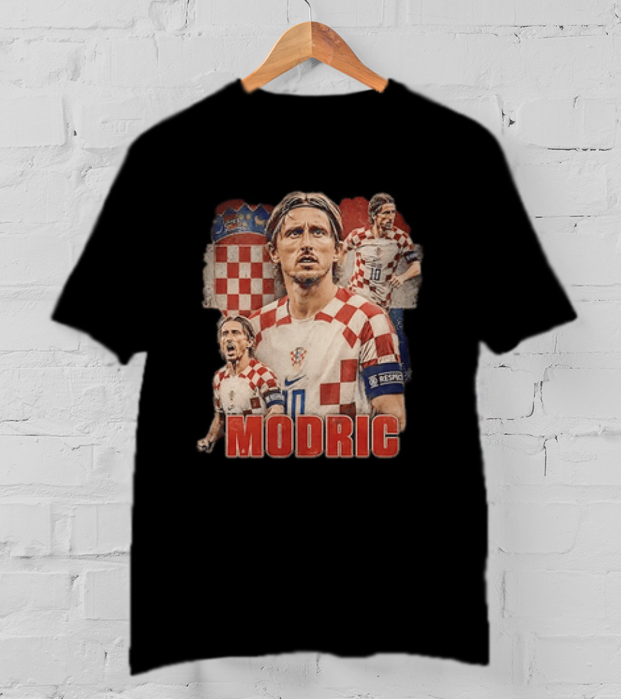 Luka Modric Croatia National Team Footballer With Croatian Flag And Number 10 T-Shirt