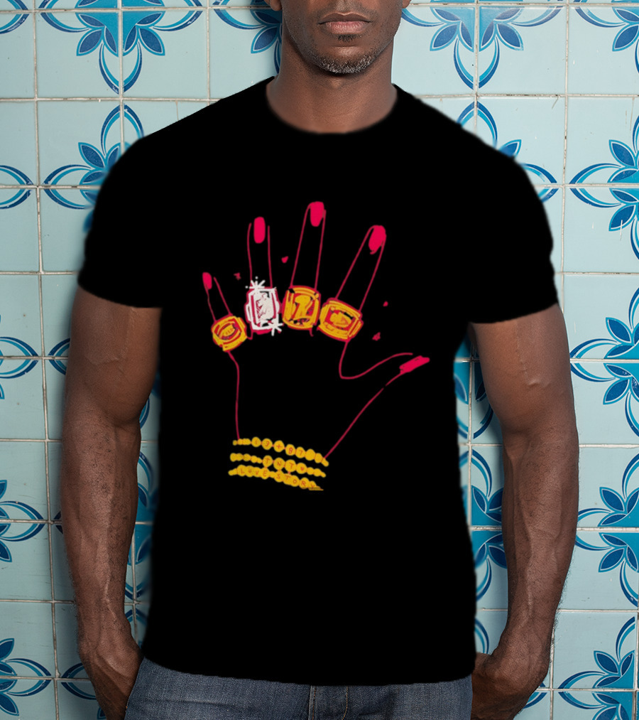 Hand Wearing Rings Bracelets 13 + 87 TNT Love Story T-Shirt