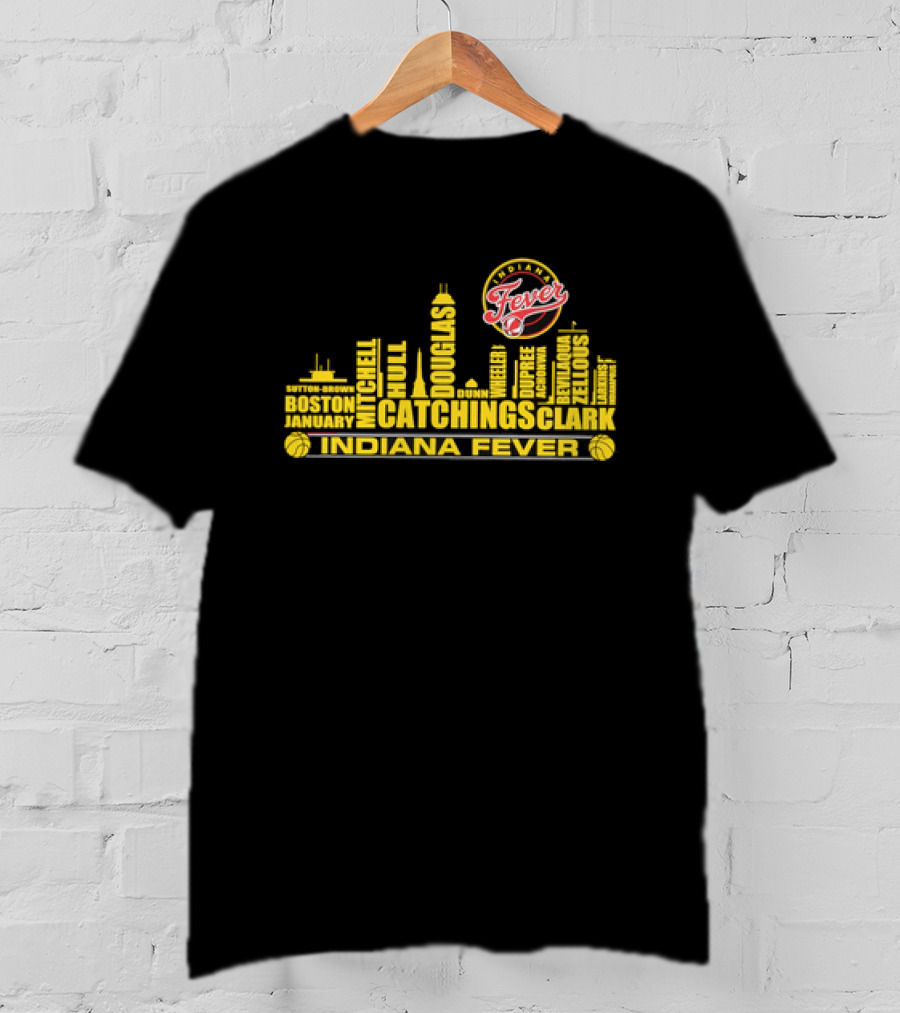 Indiana Fever Tamika Catchings Skyline WNBA Roster T-Shirt