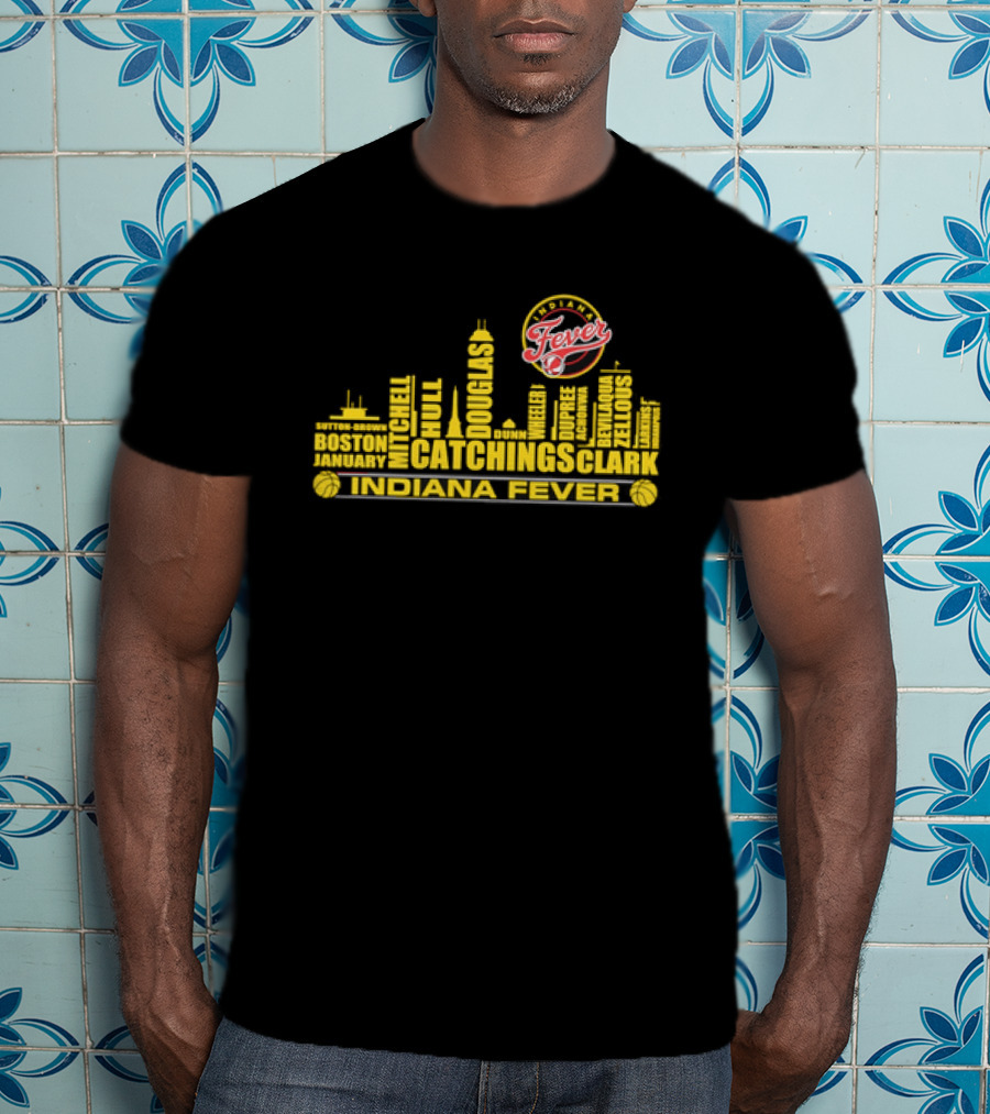 Indiana Fever Tamika Catchings Skyline WNBA Roster T-Shirt