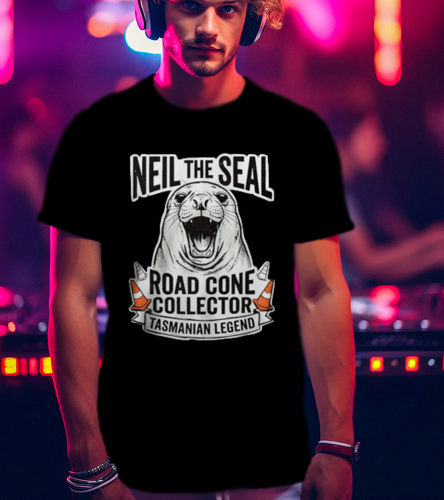 Neil The Seal Road Cone Collector Tasmanian Legend T-Shirt