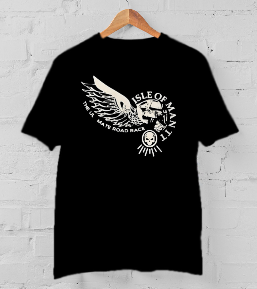 Isle Of Man TT Ultimate Road Race Skull Wing Motorcycle T-Shirt